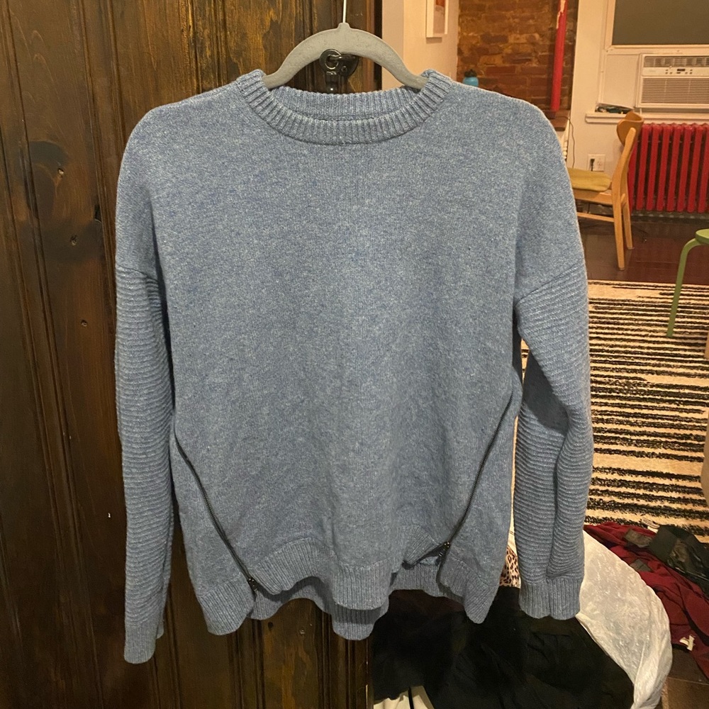 J.Crew blue wool sweater with zippers